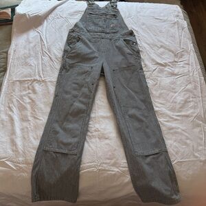 Women's Gray Striped Overalls